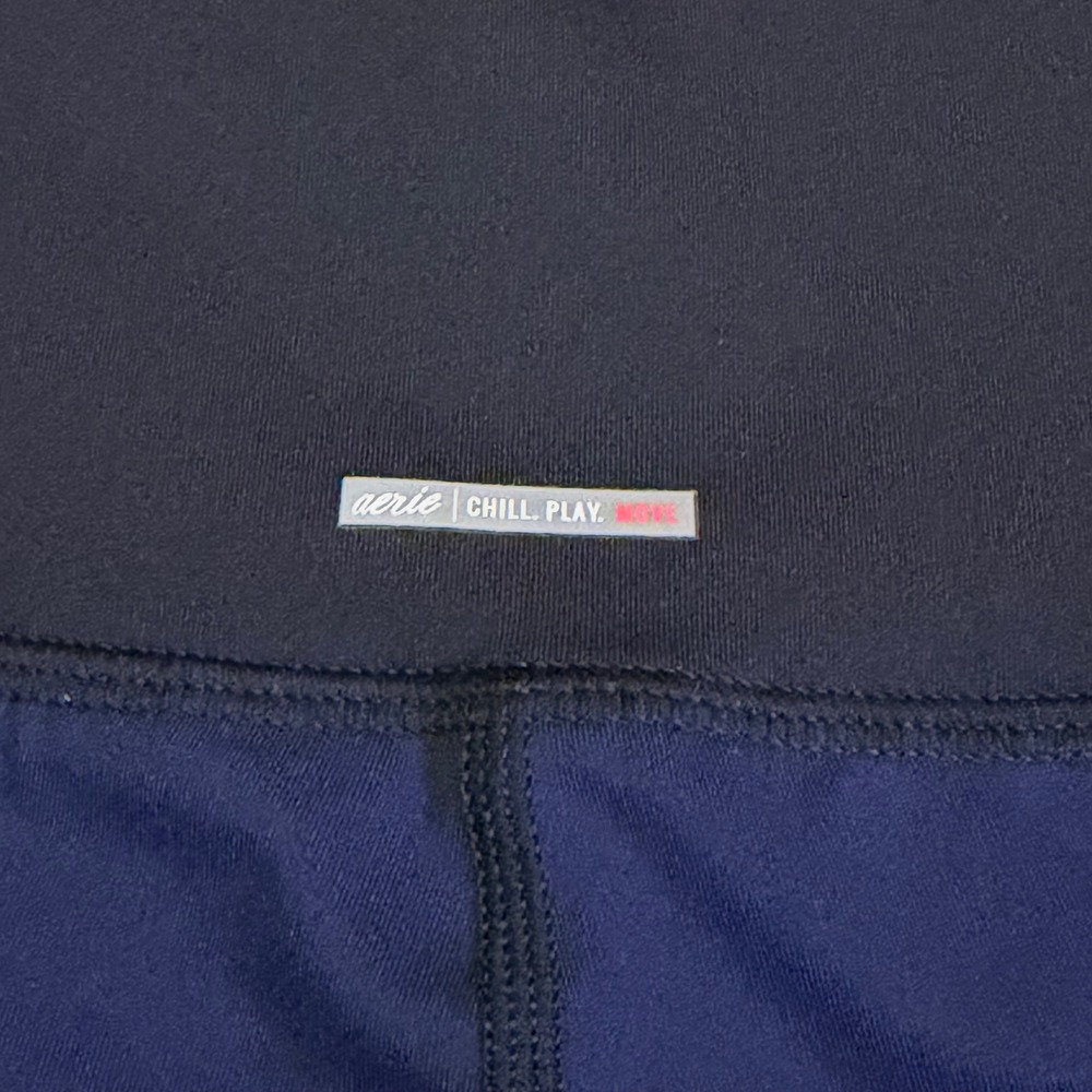 Aerie Chill Play Move High Waisted Colorblock Leggings Blue Womens Medium - Picture 4 of 10